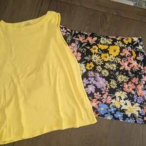 Croft & Barrow Yellow Top and Floral Skirt Set